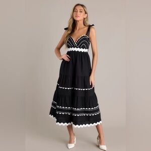 Buy 2 - Get 1 FREE - 
ELEGANT EDGE 100% COTTON BLACK RICRAC MAXI DRESS